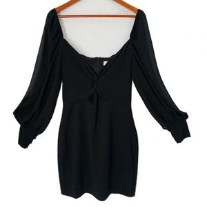 Badgley Mischka Dalia Deep Sweetheart Ruched Twist Bodycon Black Mini Dress 8